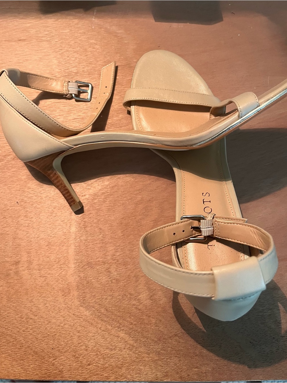 Talbots Beige Ankle-Strap Heeled Sandals - Women's Elegant Shoes